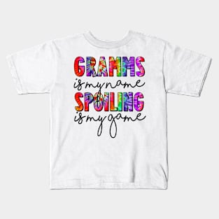 Tie Dye Gramms Is My Name Spoiling Is My Game Mothers Day Kids T-Shirt